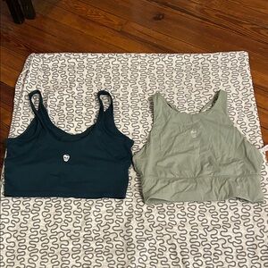 Trendy Women's Crop Tops - Dark Teal and Sage